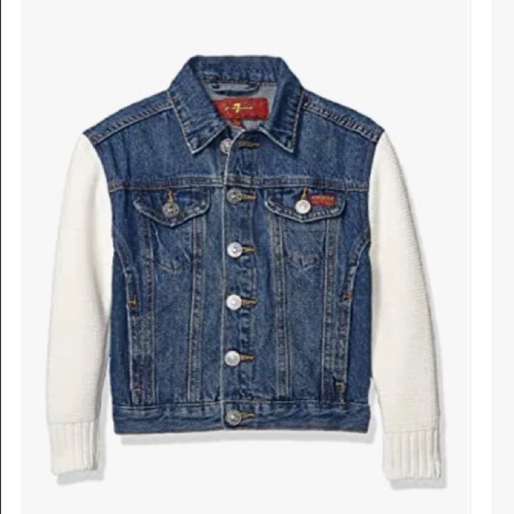 7 For All Man Kind Girls’ Denim with Sweater Sleeve Jacket